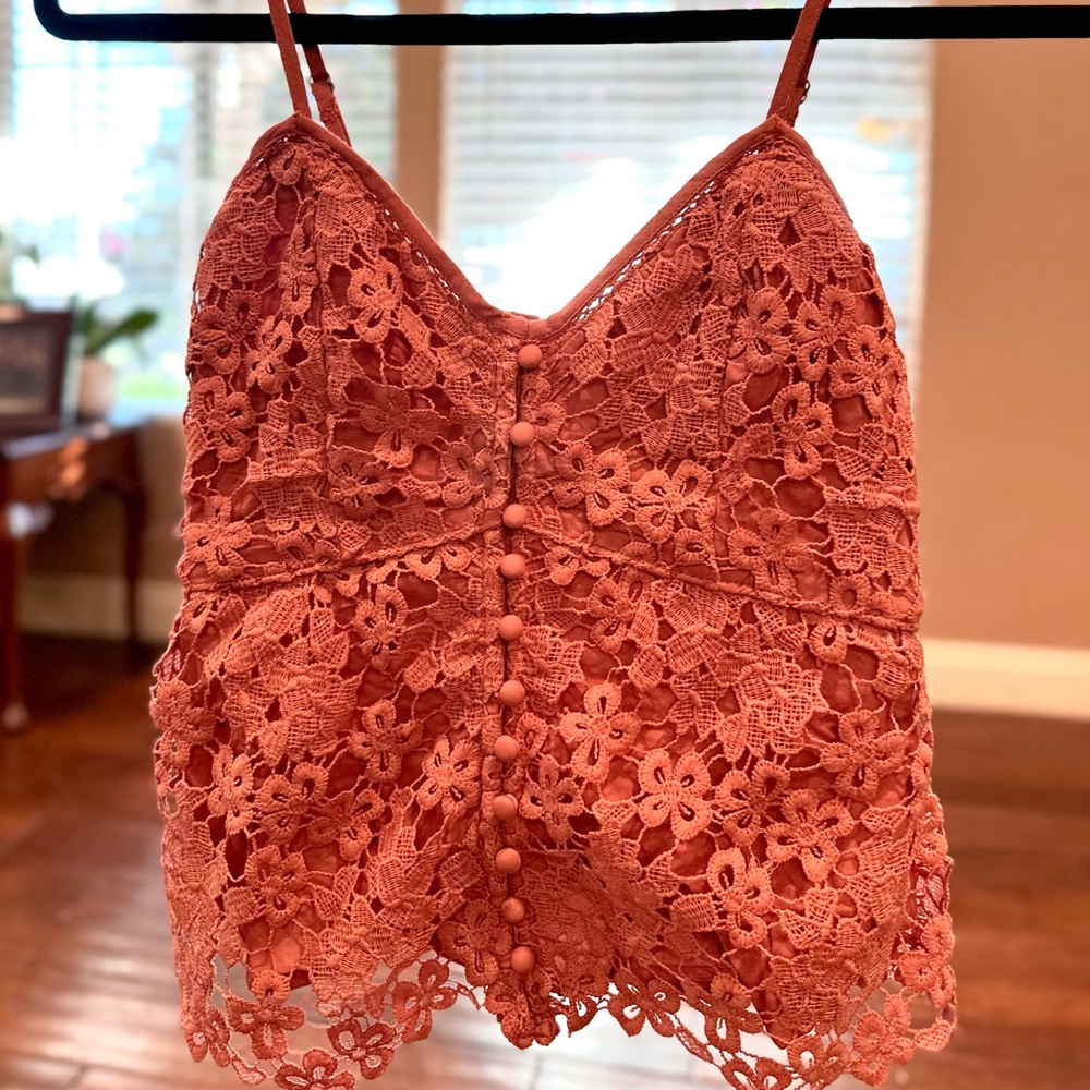 Abercrombie pink embroidered floral blouse XS